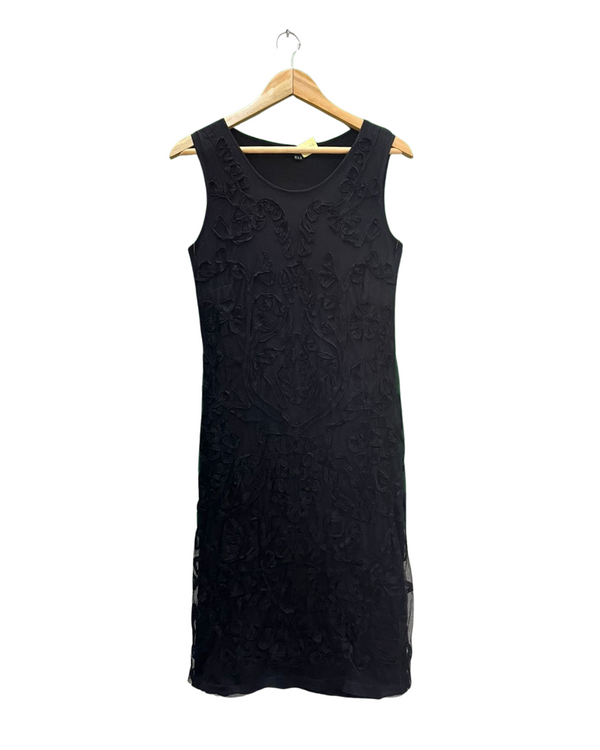 Black Floral Lace Overlay Dress