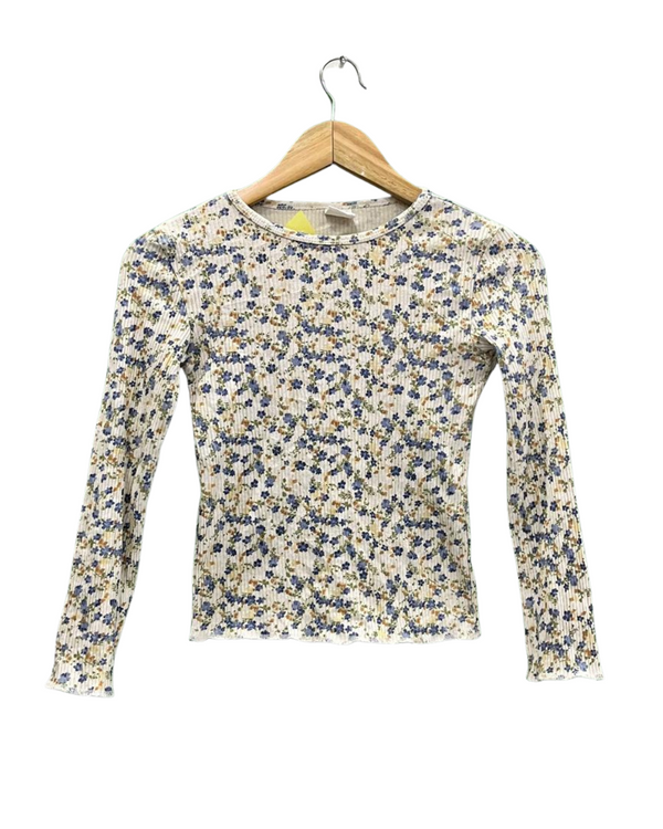 Zara Ditsy Floral Print Crewneck Top