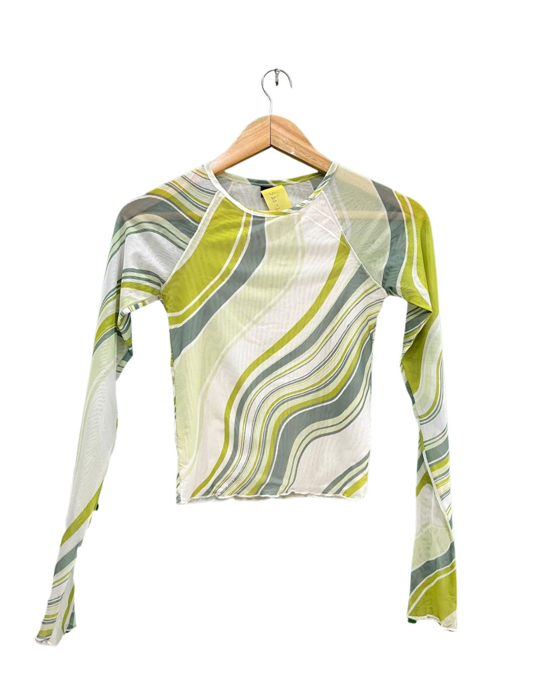 Sheer Swirl Print Fitted Crop Top