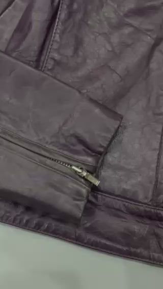 VOILET ZIP-UP LEATHER JACKET