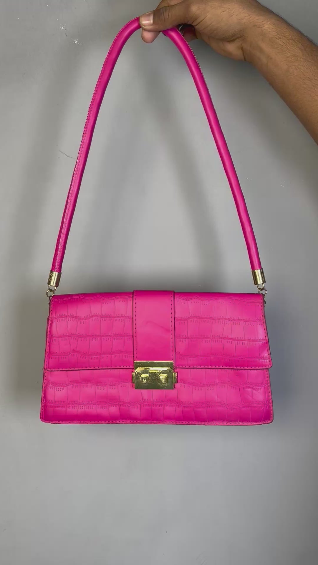 PINK CROCODILE EMBOSSED BAG