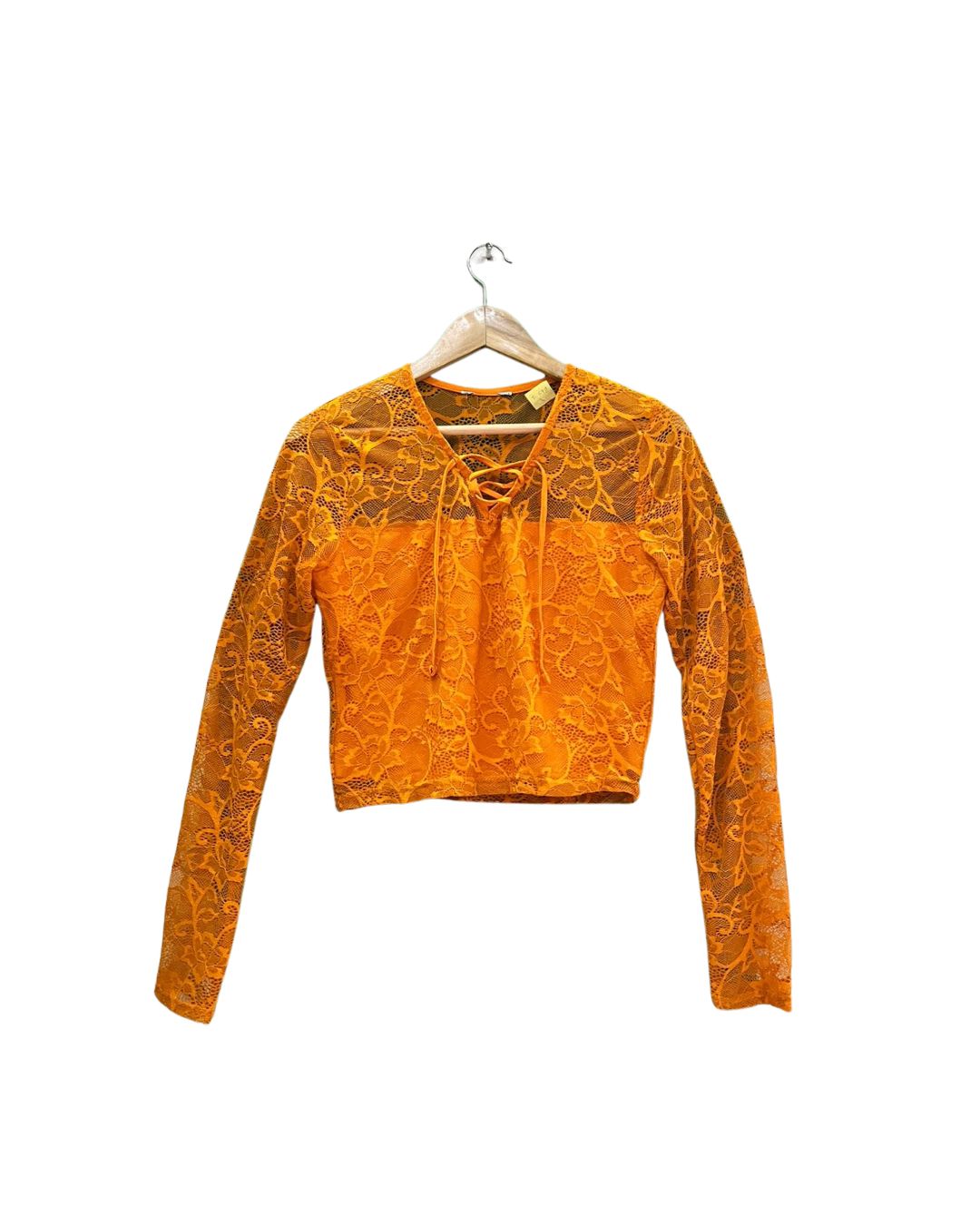 Neon Orange Lace Crop Top