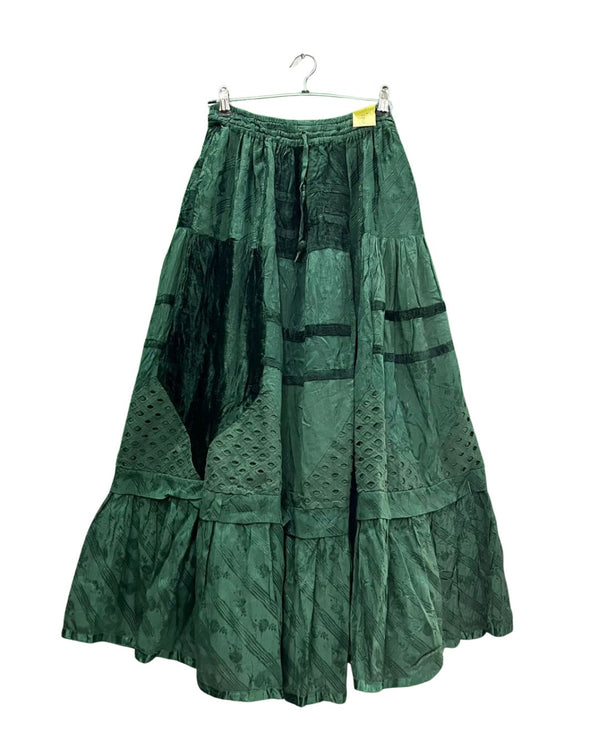 Emerald Green Patchwork Maxi Skirt